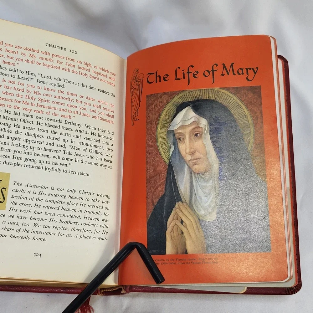 Vintage 1954 The Prayer Book Catholic Press Life of Christ Red Gilt Illustrated